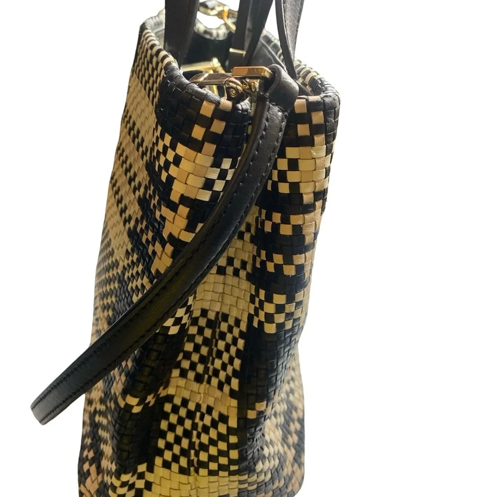 Kate Spade Porscha Barton Drive  Black and Cream Woven Tote